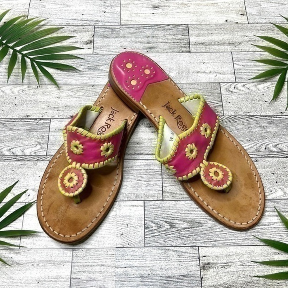Jack Rogers Jacks Flat Sandal Magenta / Lime Size 10M